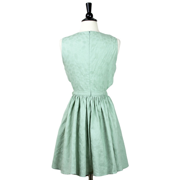 PEPALOVES Mint Green Textured Cutout Flare Mini Dress, NWT - Picture 4 of 5